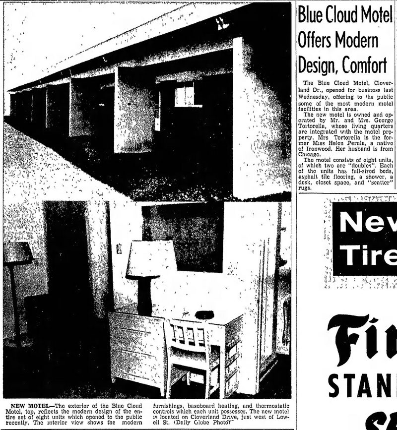 Love Hotels Timberline By OYO Lake Superior (Blue Cloud Motel) - May 24 1954 Opening Article (newer photo)